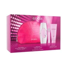 Guess 2.5oz EDP Spray, 0.5oz EDP Spray, 3.4oz Body Lotion, Pouch Women 4 Pc Gift