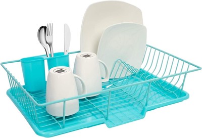  Juego De Escurridor De Platos De 3 Piezas Con Tabla De Secado Y Utensilios