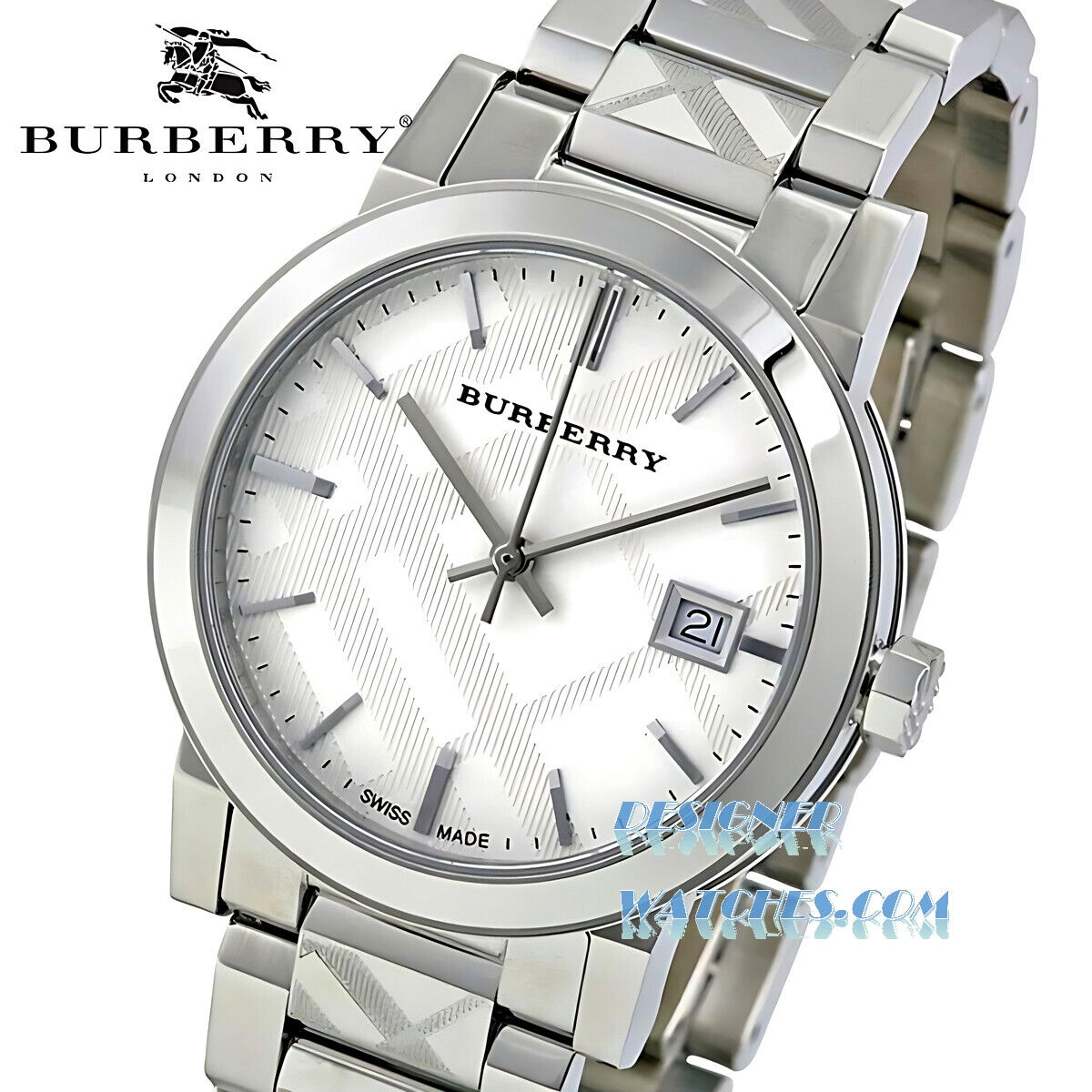 NEW GENUINE WOMEN'S BURBERRY CITY BU9144 CHECKED DIAL SILVER WATCH - NEXT DAY DE