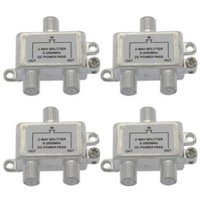 4x 2 Way F Type Coax Coaxial Cable Signal Splitter DC Power Pass TV Antenna SAT