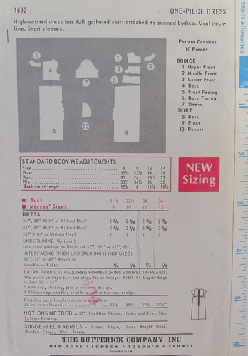 VTG Butterick 4692 Misses 12 mOd Smock Dress Young Designer Kirkpatrick Pattern - Imagen 2 de 2
