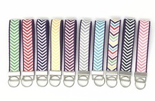 Multi Color fabric with Purple Webbing heavy duty Wristlet Key Fob key chain U.S
