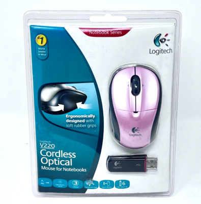 Logitech Pink Notebook Series V220 Cordless Opitcal Mouse For Notebooks NEW