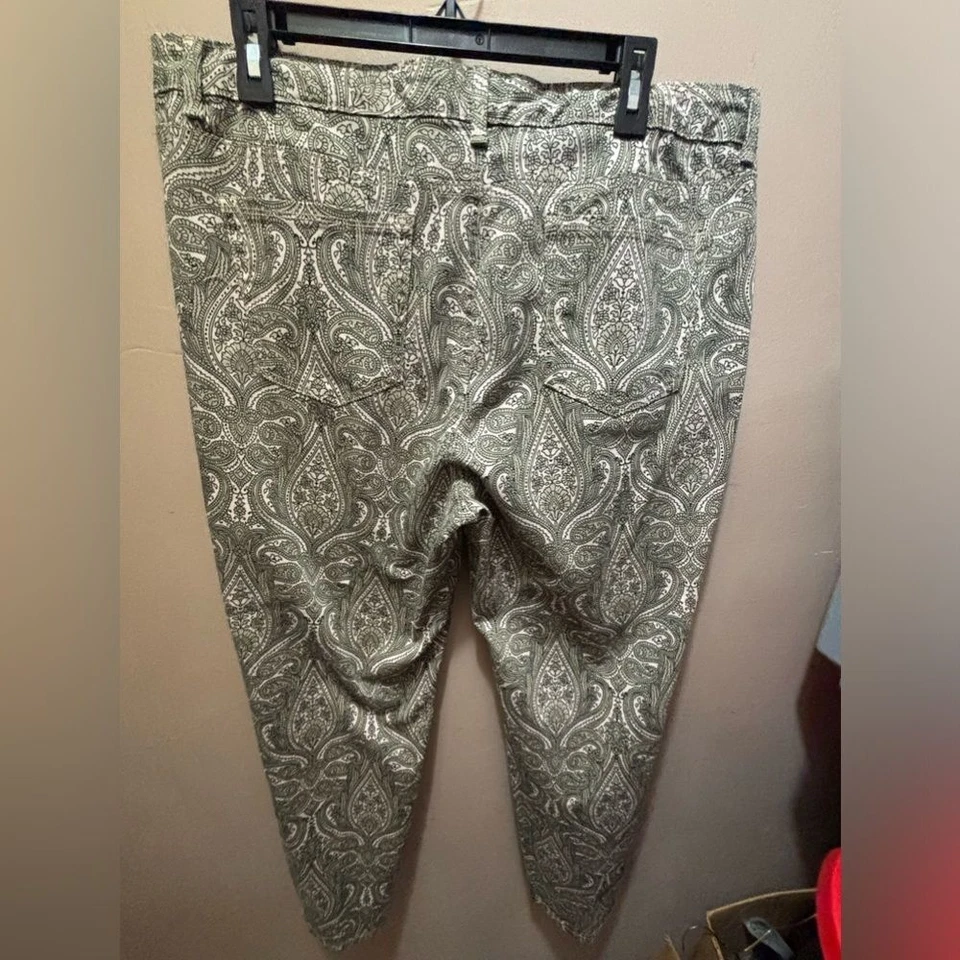 Calça paisley Charter Club Bristol skinny tornozelo 16 verde sálvia/rosa Costal Office - Imagem 3 de 4