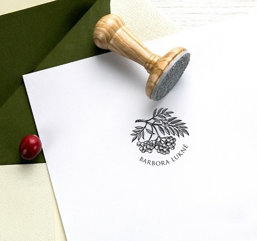 Estampilla Rowan Mountain Ceniza Rama Hojas Bayas Personalizada, Caja de Regalo Especial - Imagen 6 de 8