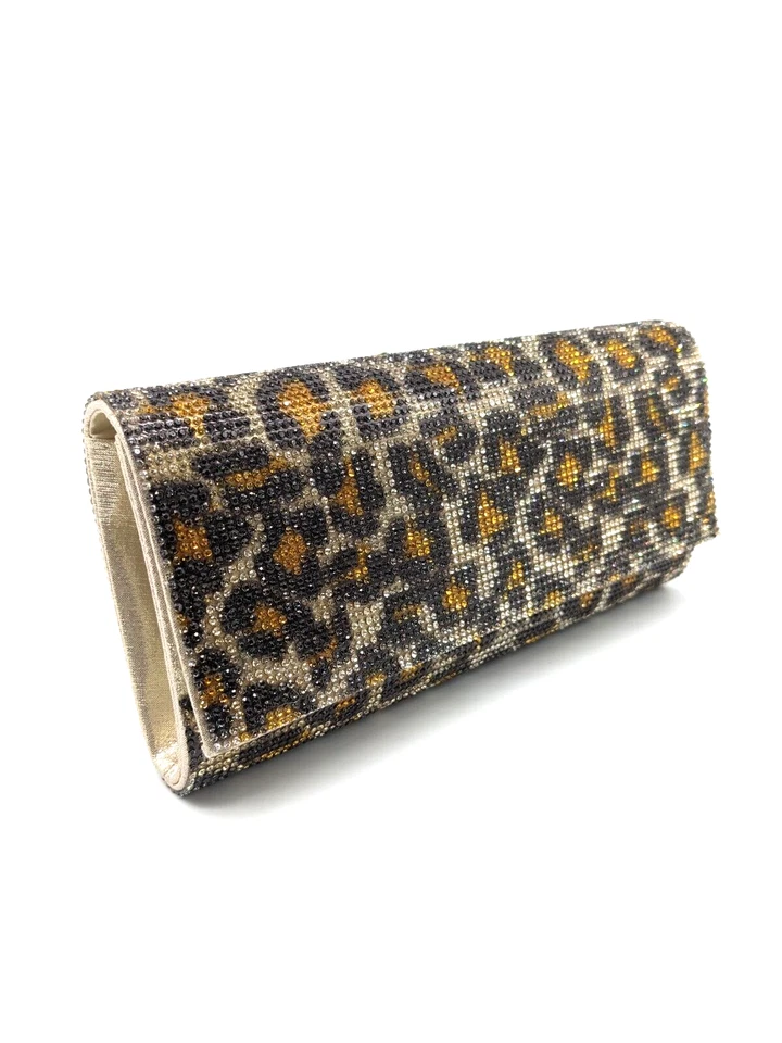 Bolso de hombro NINA leopardo animal cristal adornado - Marrón ~ Foto 3 de 4