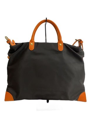 IL BISONTE 2way Tote Bag Shoulder Bag Handbag Emboss Logo Nylon Black Brown
