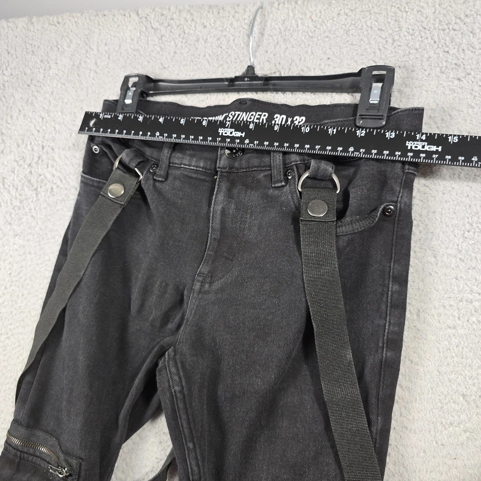 Pantalones de mezclilla Hot Topic HT Stinger para hombre 30x29 negros ajustados elásticos punk grunge Foto 4 de 4