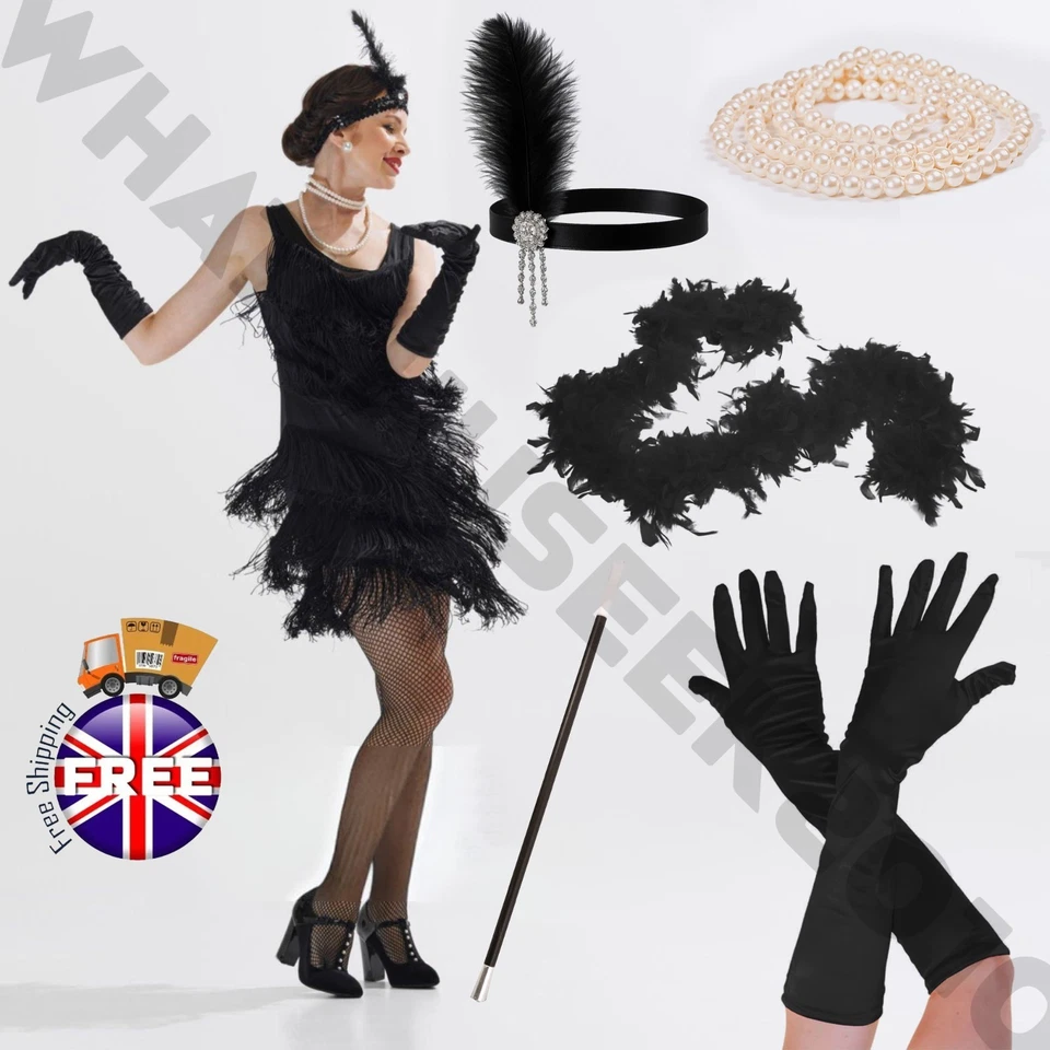 Gatsby дамский нарядное платье аксессуары-Чарльстон 20-е годы 20 века тема Чарльстон гангстер - Изображение 4 из 4