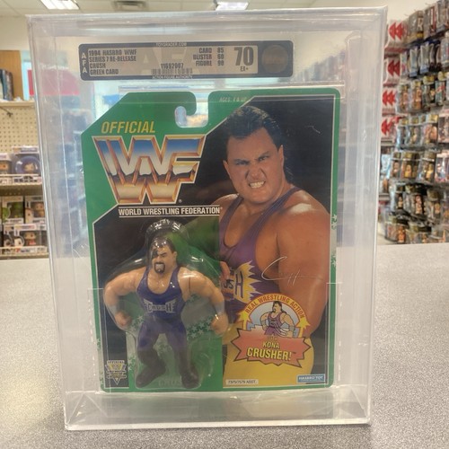 WWF WWE Hasbro Crush AFA 70 EX+ MOC Series 11 Gree...