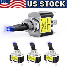 Blue LED Light 3Pin Rocker Toggle ON/Off Switch 30A 12V for Car Boat Marine Lot