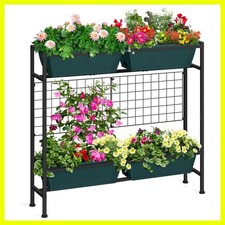 Raised Garden Bed with Legs & & Trellis 32" Tall Vertical Herb Garden Planter...