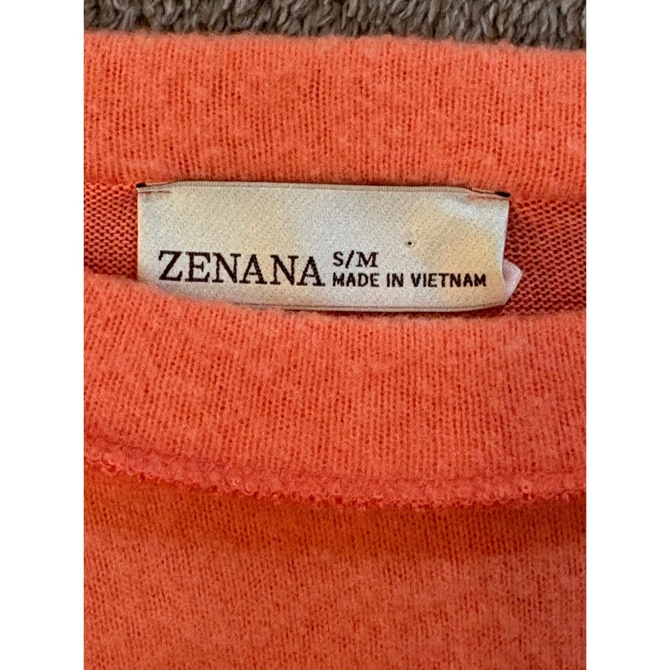 ZENANA коралл оранжевый ребристый ворота с длинным рукавом повседневный толстовка Топ S M - Изображение 3 из 4