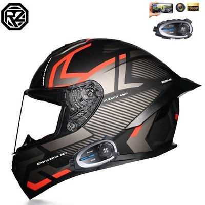 Full Face Bluetooth Motorcycle Intercom Helmet  Action Camera Motorbike Helmets