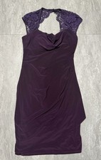 NWT Xscape by Joanna Chen Women’s Purple Lace Cap Sleeve W/ Ruched Back Size 8