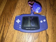 GameBoy Advance Purple Console W/ Worm Light W/ Mario Super Circuit, Working
