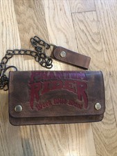 Handmade Phantom Rider leather wallet, Long bifold wallet, Biker chain wallet