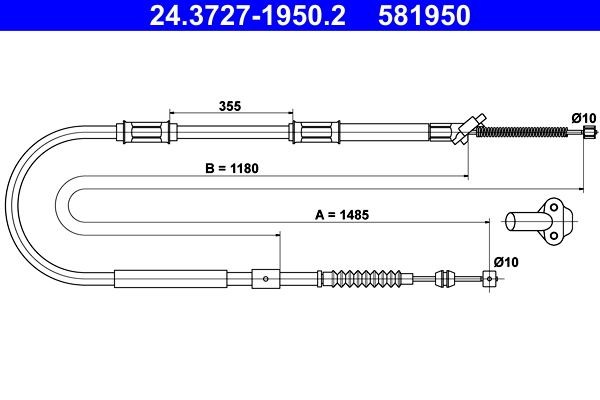 Seilzug Feststellbremse Hinten Links Ate 243727 19502 FÜR Toyota Handbremsseil-image