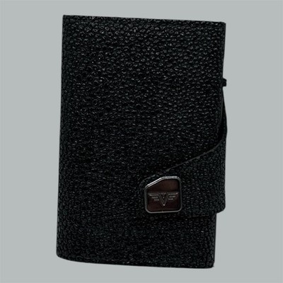 Tru Virtu Click & Slide Wallet Kartenetui Schwarz Leder RFID Schutz