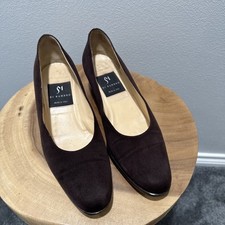 Vintage Block Heel Brown Suede Shoes Sz 40