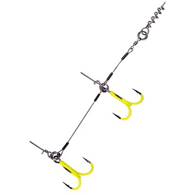 Major Fish Stinger Rig Pike Rig Stahl Drillinge UV Gelb