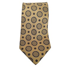 Ermenegildo Zegna Silk Tie Golden Blue Medallion Made in Italy 60" x 3.75"