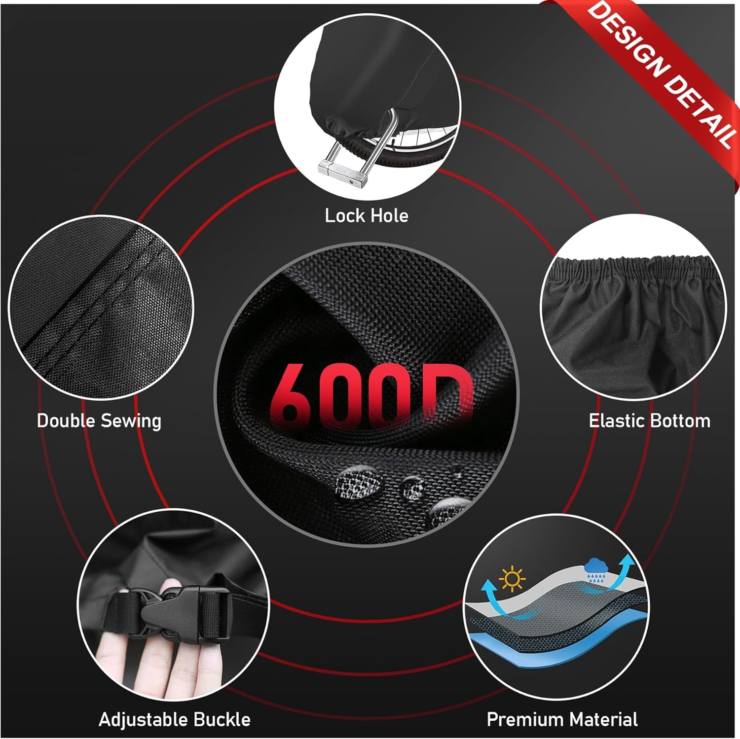 Bike Cover for 3 Bikes, 600D Heavy Duty Waterproof Cover for Mountain, Road, eBi