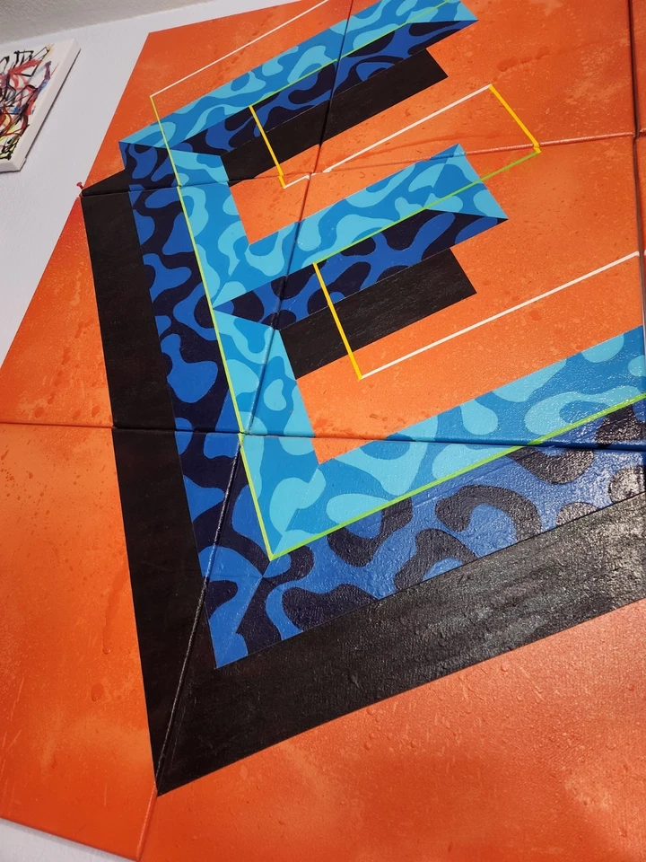 Original 3' X 3' hecho de lona 9-12"x12" "Swear" "E" firmado 1 de 1 Foto 2 de 3