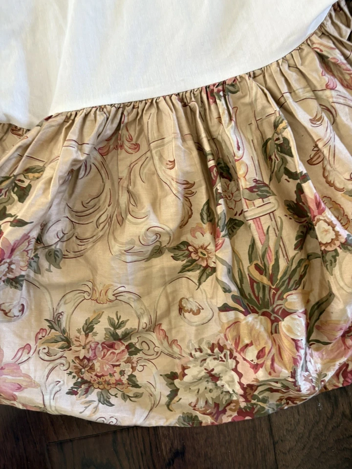 Ralph Lauren Guinevere Queen Bedskirt Dust Ruffle Egyptian Cotton Sateen Floral - Image 3 of 4