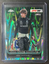 Kimi Antonelli 2025 Topps Chrome F1 On the Move Forrest Green RayWave /140 RC