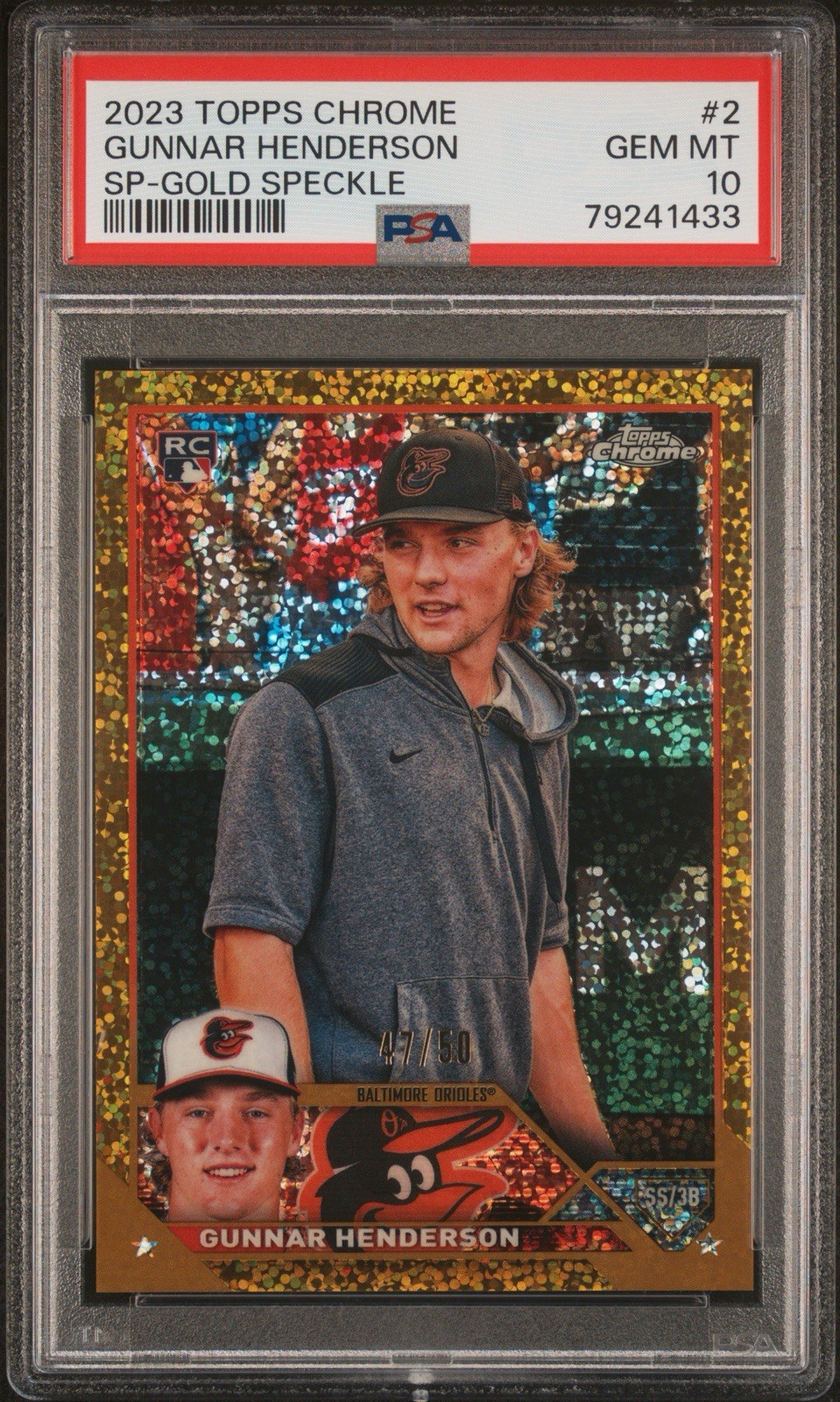 2023 Topps Chrome #2 GUNNAR HENDERSON RC Variation Gold Speckle /50 PSA 10 π view 1