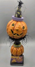 Vtg Halloween Pumpkin Totem Pole Witches Hat ...