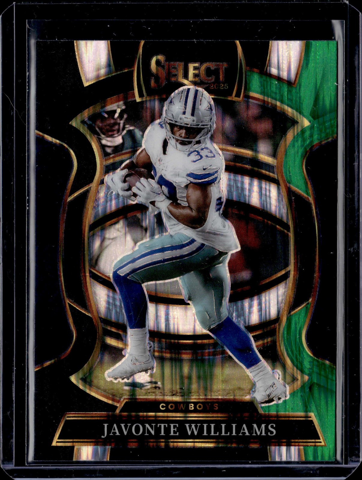2025 Panini Select #97 Javonte Williams Concourse Black & Green Shock Prizm