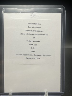 2025-26 Topps Chrome Cactus Jack - Taylor Hendricks Orange Auto /25 Redemption