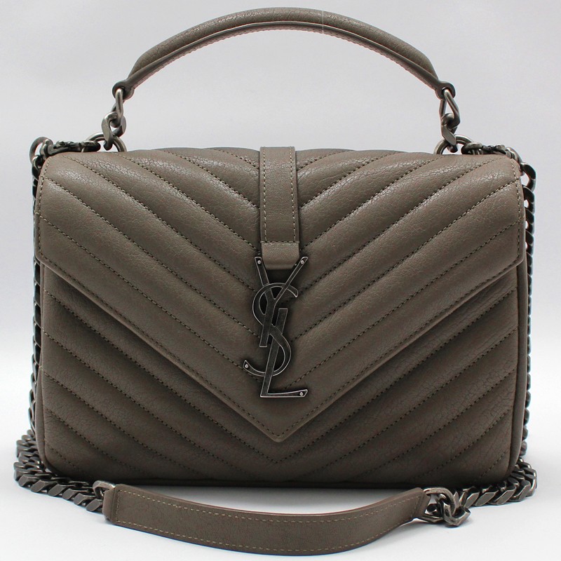 Borsa a tracolla media Saint Laurent Monogram grigio tortora college 600279 45239178