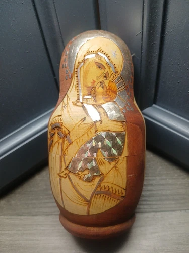 Russian Nesting Dolls Set of 5 Ceprueb Nocag , Silver Accents, Signed, MINT