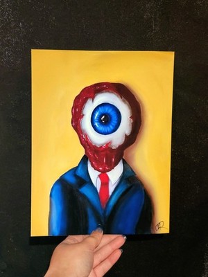 Surrealism Painting ''Oversight'' Figures Fantasy Art Small Unframed Print
