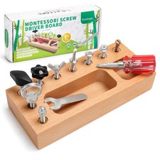 Montessori Busy Board for Toddlers 3-5 Years, Wooden Screwdriver Activity Boa...
