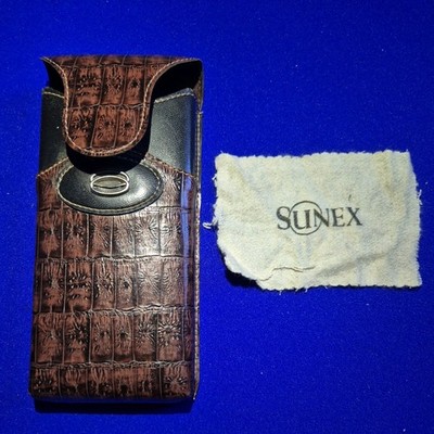 Sunex Echtleder Zigarrenetui Krokodilmuster Etui Reise braun 90er Jahre