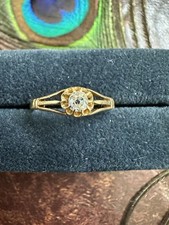 Antique 18ct Gold Old Cut Diamond Solitaire Ring 0.15ct Victorian Size N½