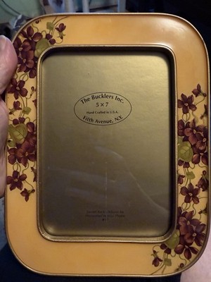 Vtg Bucklers Fifth Ave NY Enamel Brass Floral 5x7 Picture Frame PLS READ DESC
