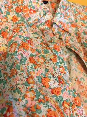 J. Crew Men s Medium Flex Floral Button Down Short Sleeve Shirt Orange Green Red