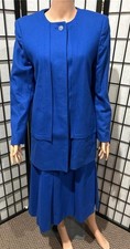 Women's Vintage Giorgio Sant Angelo 10 Cobalt Blue 100 Wool Skirt Suit