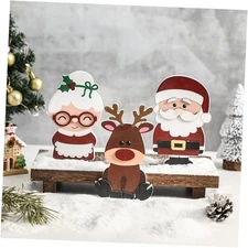 Amorita Wooden Christmas Tiered Tray Decor, 3 Piece Set and Mrs. Claus Santa