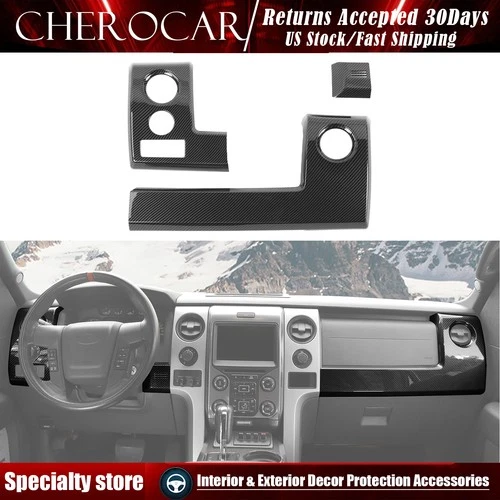For Ford F150 2009-2014 Carbon Fiber Console Dashboard Panel Cover Trim Bezels