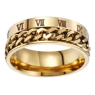 1pc Unisex Fashion Titanium Stahlring Rotatable Römische Ziffern