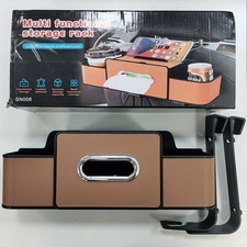 Multifunctional Leather Car Seat Back Hanging Storage Organizer w/ 2 Cup Holders