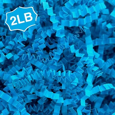 2 LB Lake Blue Crinkle Cut Paper Shred Filler Bag Gift Box Basket Confetti