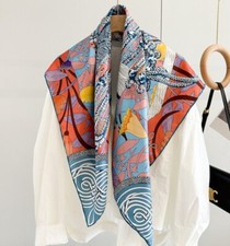 100 Mulberry Silk Scarf Women Square Wrap Neckerchief 26" Printing Bandana Q62