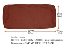 Classic Accessories Montlake Water-Resistant 54x18x3" Bench Cushion COVER, Henna